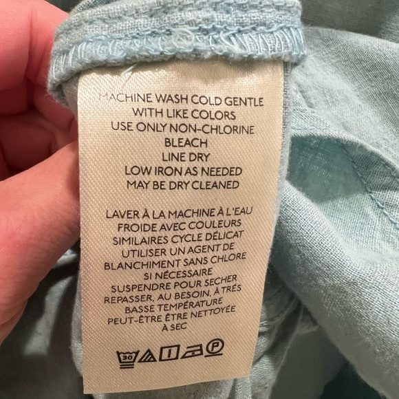 NWT new we the free people made for sun linen shirt button down small light blue - Picture 10 of 17